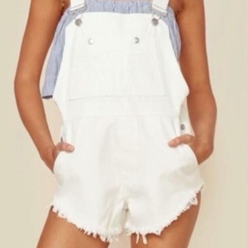 The Laundry Room white denim overalls
